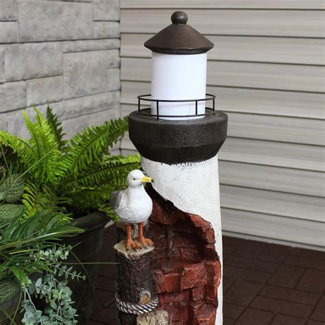 Sunnydaze Decor 36 Gulls Cove Outdoor Lighthouse Water Fountain