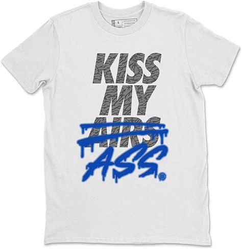 Kiss My Ass T Shirt Varsity Royal Cement Sneakers Matching Tee White X Large Clothing