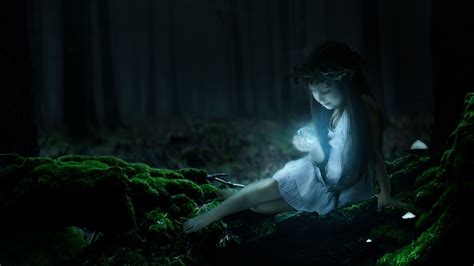 Cute Girl Wallpaper 4k Enchanted Forest Magical Surreal Glowing
