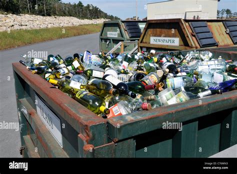 Full Dumpster Of Glass Bottles For Recycling At A Landfill Stock Photo Alamy