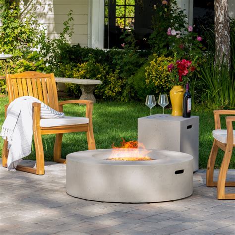 Santos Outdoor Circular Propane Fire Pit Table With Tank Holder By