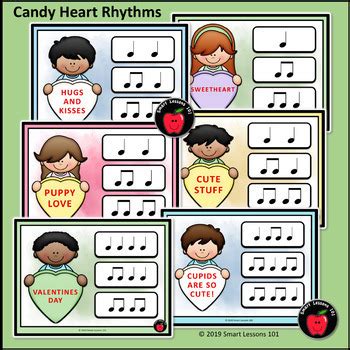 Students match these musical instruments to their pictures. Valentine Day Music Activity: Candy Heart Rhythms ...