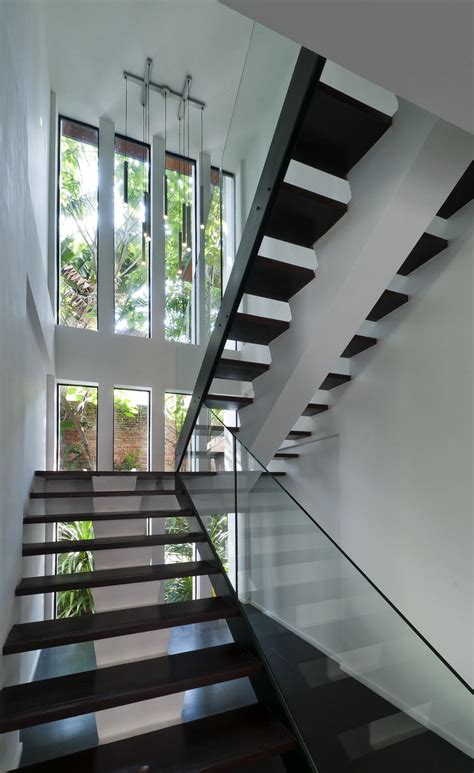 Modern Dark Wood And Glass Stairs Modern Home In Kuala Lumpur