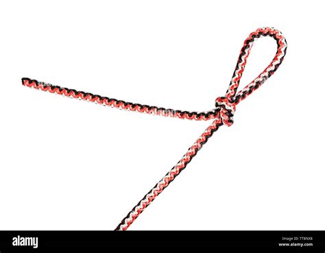 Overhand Knot With Draw Loop Tied On Synthetic Rope Cut Out On White