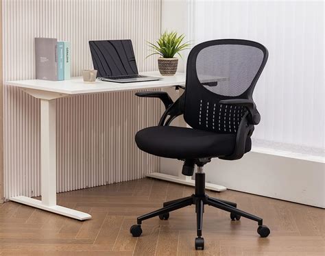 Smug Office Ergonomic Computer Mesh Desk Flip Up Armrests Task Swivel Chair With