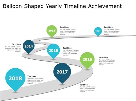 Balloon Shaped Yearly Timeline Achievement Powerpoint Slides Diagrams