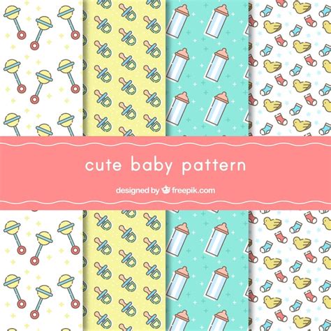 Free Vector Pack Of Four Cute Baby Patterns