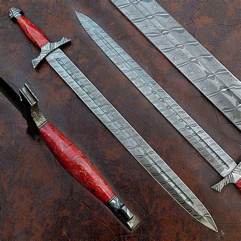 Hand Made Damascus Steel Custom Built Hunting Sword Etsy In 2021