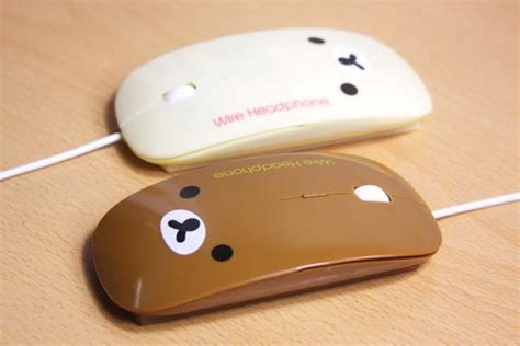 2pcslot Rilakkuma Wired Computer Mouse Pc Laptop Universal Applied