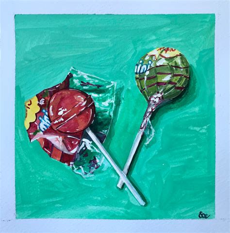Chupa Chups Lollipop Candy Original Painting Gouache Painting Artwork