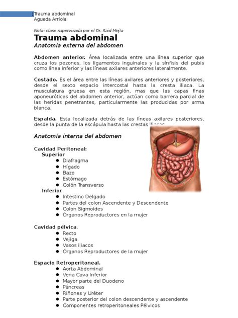 Trauma Abdominal Listo Lesión Abdomen