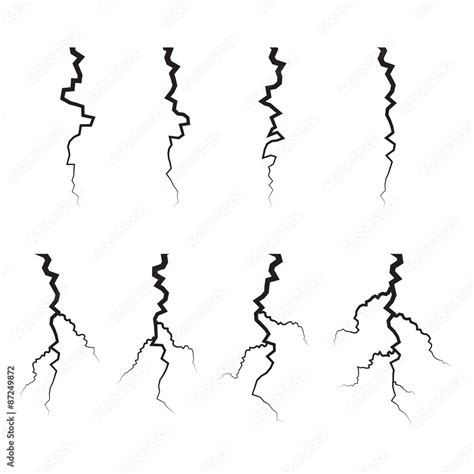 Earth Crack Vector Set Crack Silhouettes Isolated Set Stock Vector