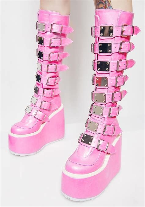 Pink Trinity Boots By Demonia 240c Goth Shoes Kawaii Shoes Rave Shoes