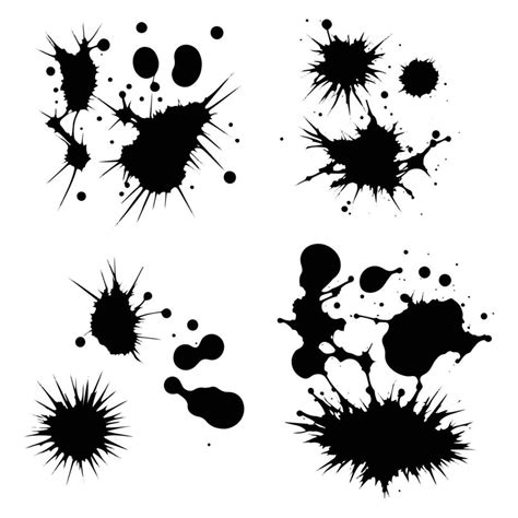 Abstract Black Ink Spot Set Ink Drop Effect Ink Splash Vector On White