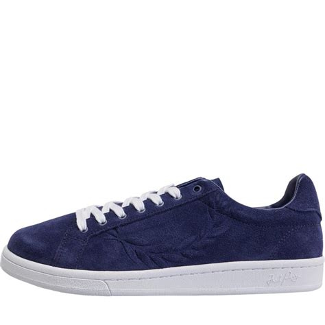 Buy Fred Perry Mens B721 Embossed Suede Trainers Carbon Blue