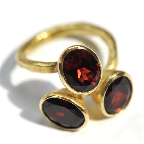 Triple Garnet Gold Ring Disa Allsopp Ltd
