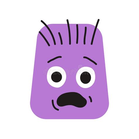 Purple Rectangular Scared Character Color Line Icon Mascot Of Emotions