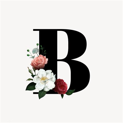 Classic And Elegant Floral Alphabet Font Letter B Vector Free Image
