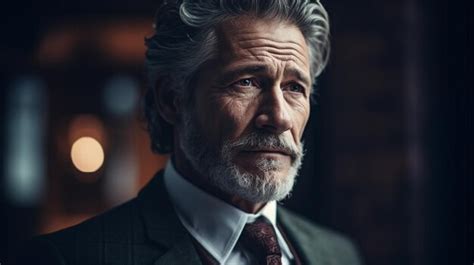 Premium Ai Image A Man With A Grey Beard And A Green Suit Stands In A
