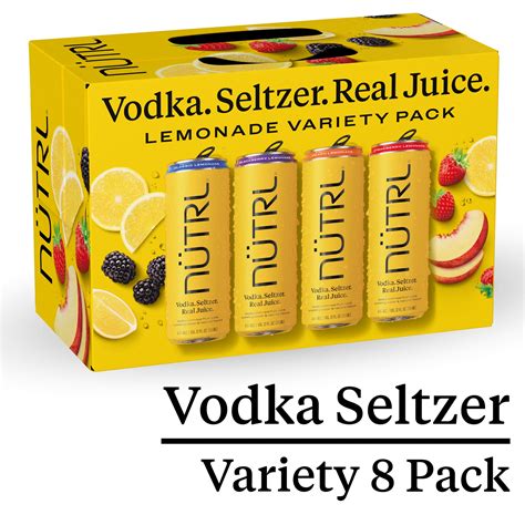 Nutrl Vodka Hard Seltzer Lemonade Variety Pack Gluten Free 8 Pack 12 Fl Oz Slim Cans 45