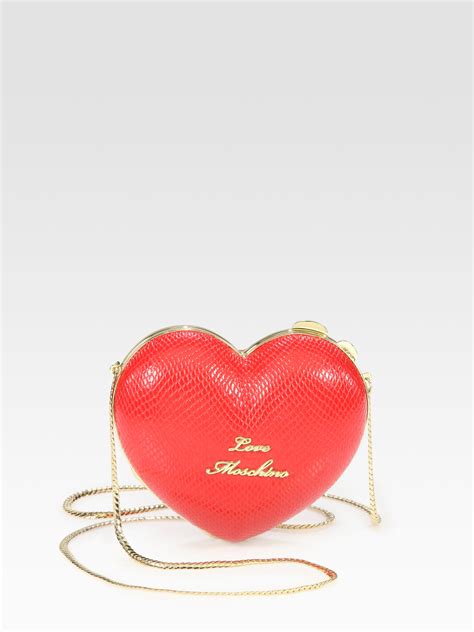 Love Moschino Heart Shaped Leather Evening Bag In Red Lyst