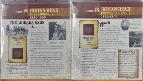 Indian Cent 1905 The Arikara Wars On Informative Card See Photos