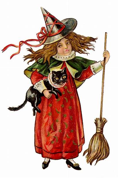 Witch Halloween Cat Graphics Fairy Antique Witches