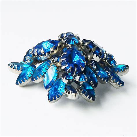 Blue Rhinestone Brooch