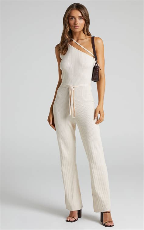 4th Reckless Carlie Knitted Jumpsuit In Nude Knit Showpo