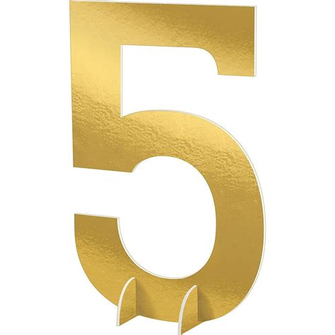 Giant Metallic Gold Number 5 Sign