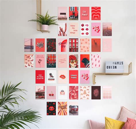 Photo Collage Kit For Wall Aesthetic Decor By Haus And Hues Red Posters For Room Aesthetic