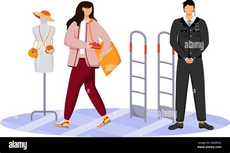 Shoplifting Flat Color Vector Faceless Character Kleptomania Store Theft Woman Stealing Purse