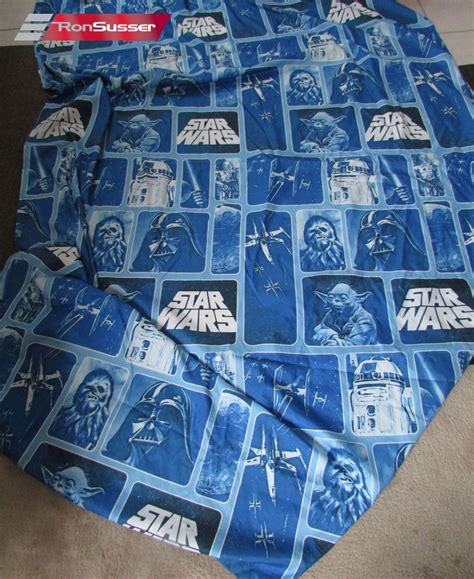 Vintage Star Wars Flat Sheet Bedding Blue Twin Size 64″ X 94