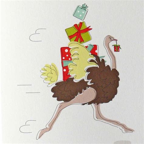 Ostrich Christmas Delivery Greeting Card By The Sardines Whiskers