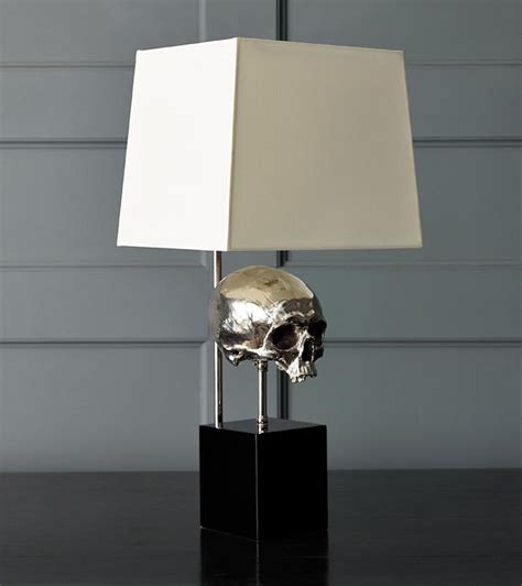Skull Table Lamp Nickel Plated Blackman Cruz