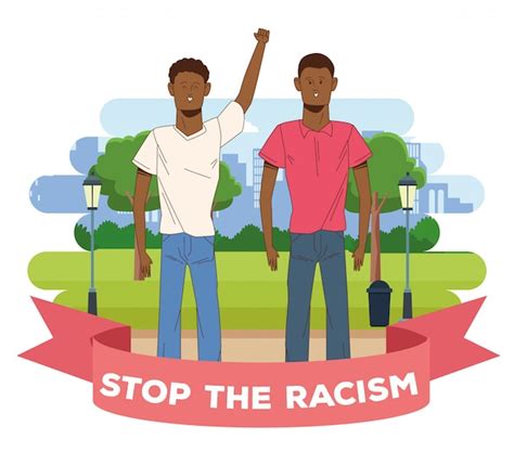 Premium Vector Couple Of Interracial Men Stop Racism Campaign