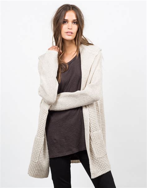 Hooded Chunky Knit Cardigan Knit Cardigan Womens Outerwear 2020ave