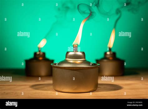 Pelita Or Oil Lamp Traditional Malay Oil Lamp Lit Up With Smoke During