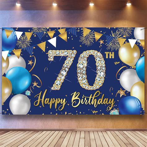 Buy Th Birthday Decorations Backdrop Banner For Men Happy Th Birthday Decorations Men Blue