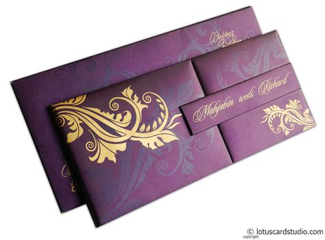Magnetic Purple Wedding Invitation Card Lotus Card Studio