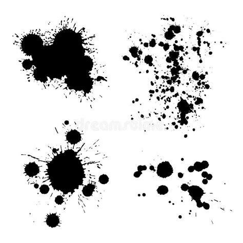 Grunge Vector Splat Set Of Black Paint Splashes On A White Background