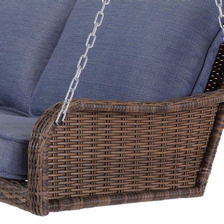 Better Homes Gardens Brookhaven Outdoor Wicker Porch Swing With Blue