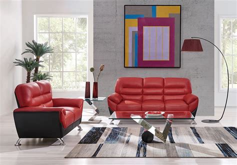 U9105 Red And Black Living Room Set Global Furniture Furniture Cart