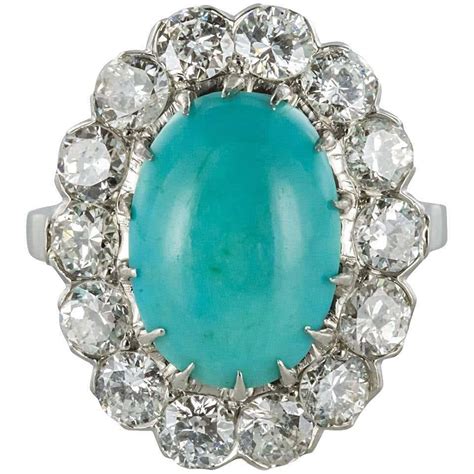 Antique Turquoise Cabochon Diamond Ring For Sale Free Shipping At