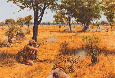 Rhodesian Security Forces Engaged In A Fire Fight With Rebels During