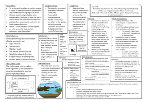 Aqa Gcse Biology 9 1 B7 Triple Science Revision Summary Sheets