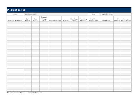 Free Printable Medication Schedule Template
