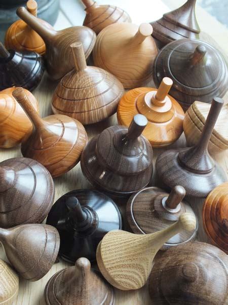 Hand Turned Wooden Spinning Tops