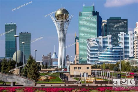 Astana Avenue Bayterek Boulevard City Flowers Plants Kazakhstan