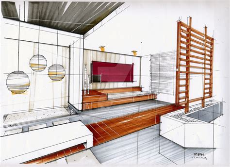 Marker Rendering 05 By Libertas274 Interior Design Sketches Interior